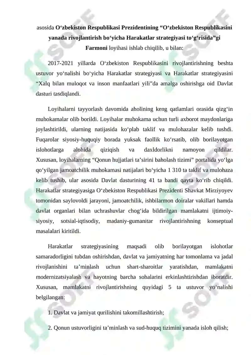 O‘zbekiston Respublikasini yanada rivojlantirish bo‘yicha Harakatlar strategiyasi 3