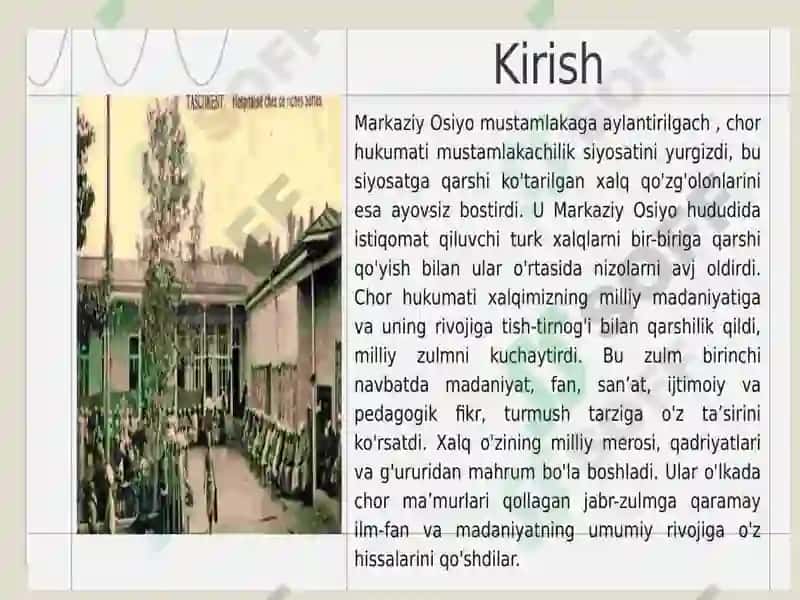 XIX asrning ikkinchi yarmi va XX asr boshlarida Turkiston o'lkasida ta'lim tarbiya va pedagogik firklar 3