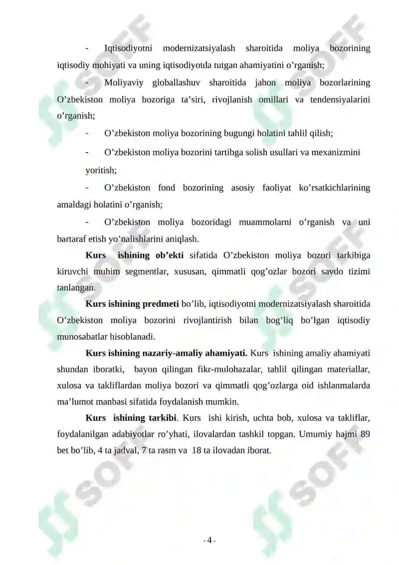O'ZBEKISTON RESPUBLIKASI MOLIYA BOZORI HOLATI RIVOJLANISH TENDENSIYALARI GLOBAL VA MILLIY MOLIYAVIY BOZORLARI 3