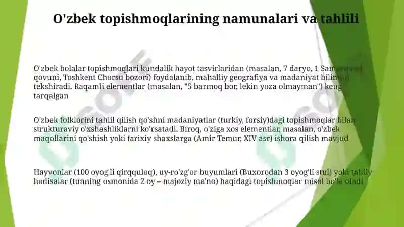 O'zbek bolalar topishmoqlari 3