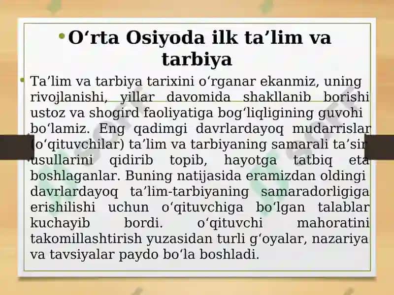 QADIMGI DAVRLARDAN ERAMIZNING XII ASRLARIGACHA OʻQITUVCHILIK FAOLIYATI TOʻGʻRISIDA IJTIMOIY QARASHLAR 3