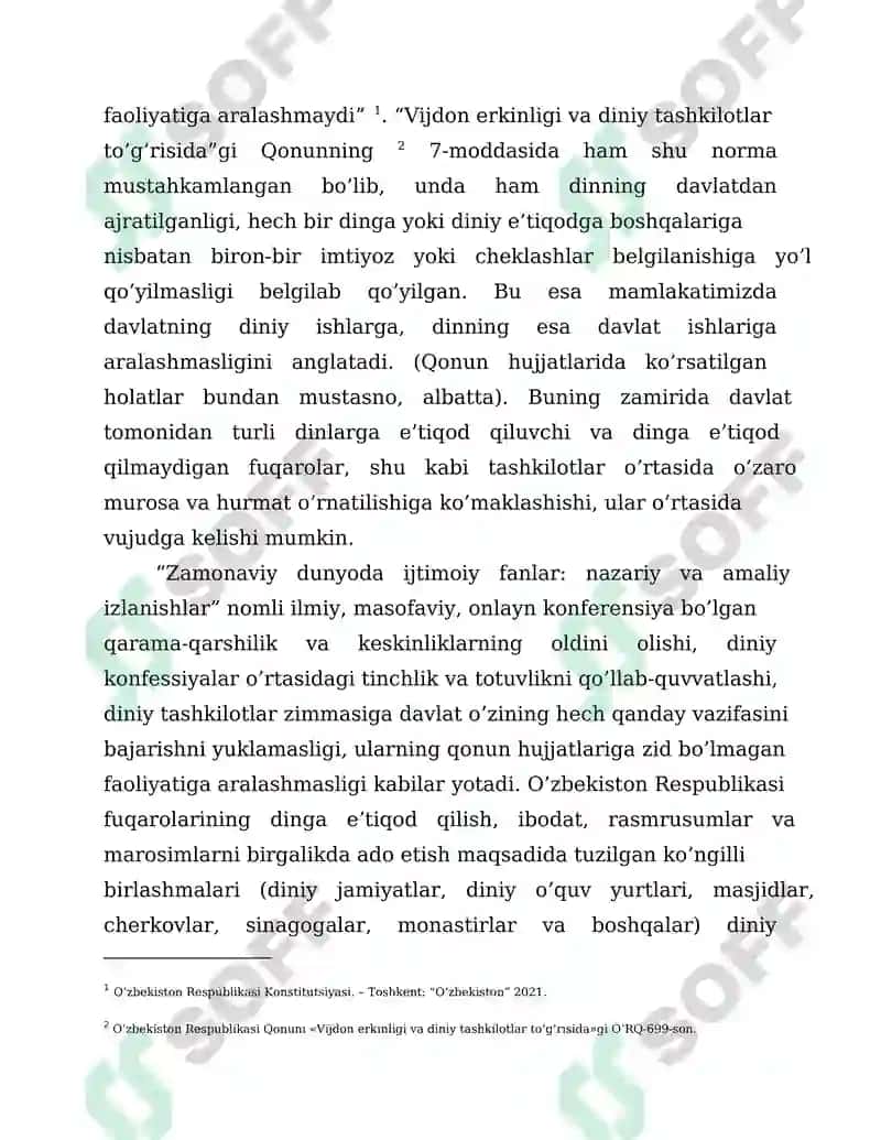 Vijdon va eʼtiqod erkinligining taʼrifi 3