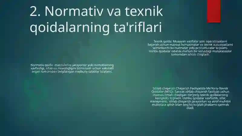 Ishlab Chiqarish Faoliyatida Me’Yoriy-Texnik Qoidalar 3