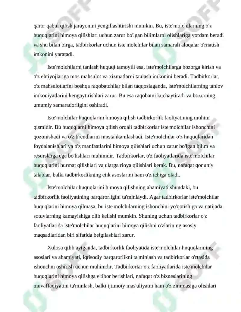Tadbirkolik Faoliyatida Istemolchilar Huquqini Himoya Qilish 3