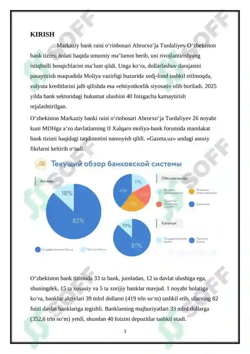 OʻZBEKISTON RESPUBLIKASI BANK TIZIMI VA UNING TARKIBI 3