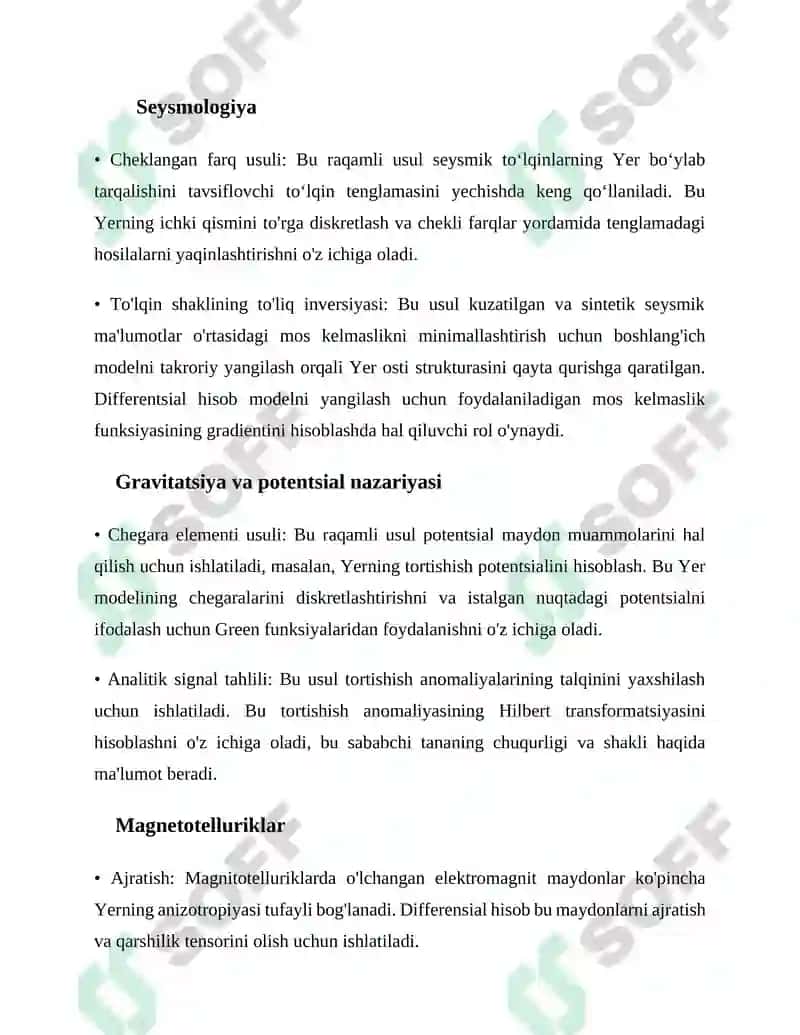 Geofizikada differensial hisob-kitoblarni chuqurroq o'rganish 3