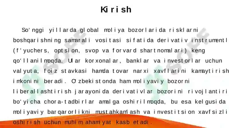 Derivativlar orqali moliyaviy risklarni boshqarish usullari 3