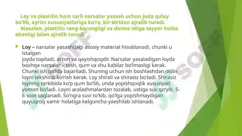 Plastilin va loy  bilan ishlash darslarini tashkil etish metodikasi 3