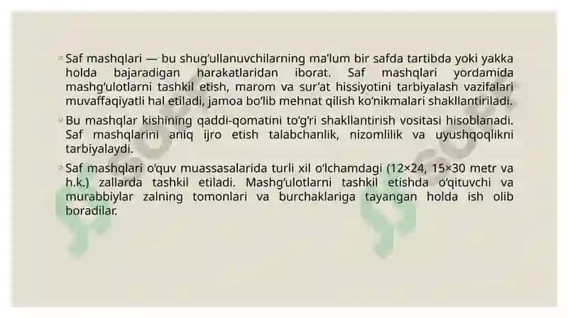 Safmashqlarining umumiy qoidalari 3
