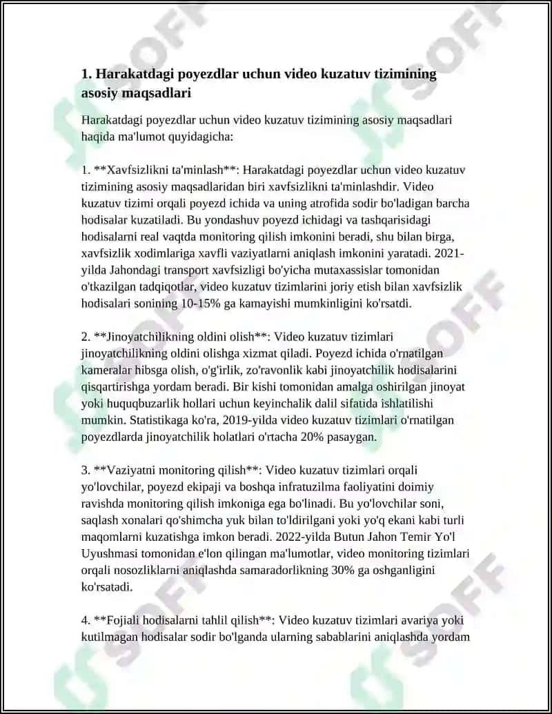 HARAKATDAGI POYEZDLAR UCHUN RAQAMLI VIDEO KUZATUV TIZIMINI LOYIHALASH 3