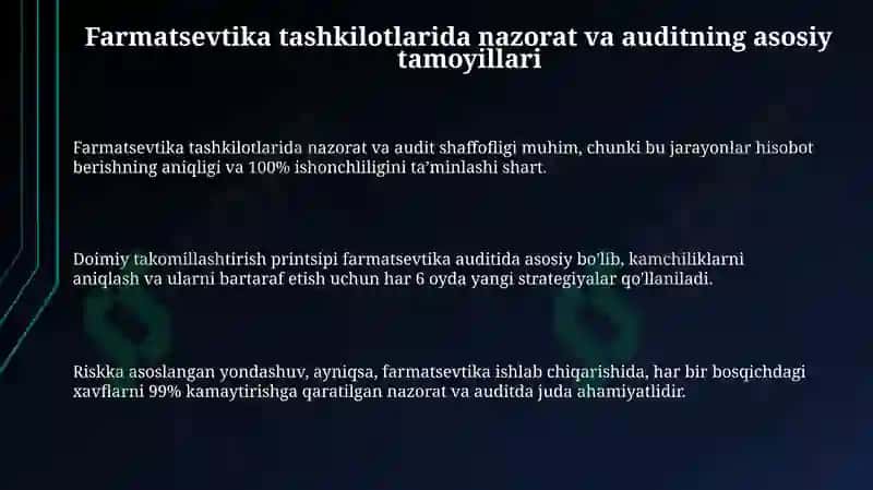 Farmatsevtika tashkilotlari faoliyatining nazorati, audit 3
