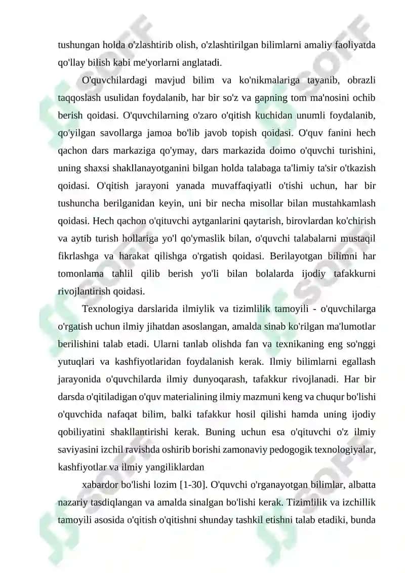 Texnologiya Fani Fanining Didaktik Tamoyillari va Ulaming Ta’limdagi O'rnini Mavzusiga Doir Dars Ishlanmasi Tayyorlash 3