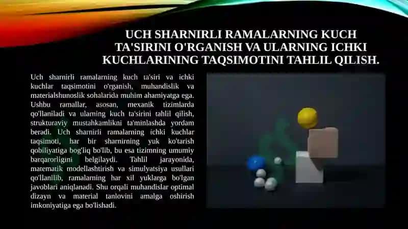Uch sharnirli ramalarning kuch ta'sirini o'rganish 3