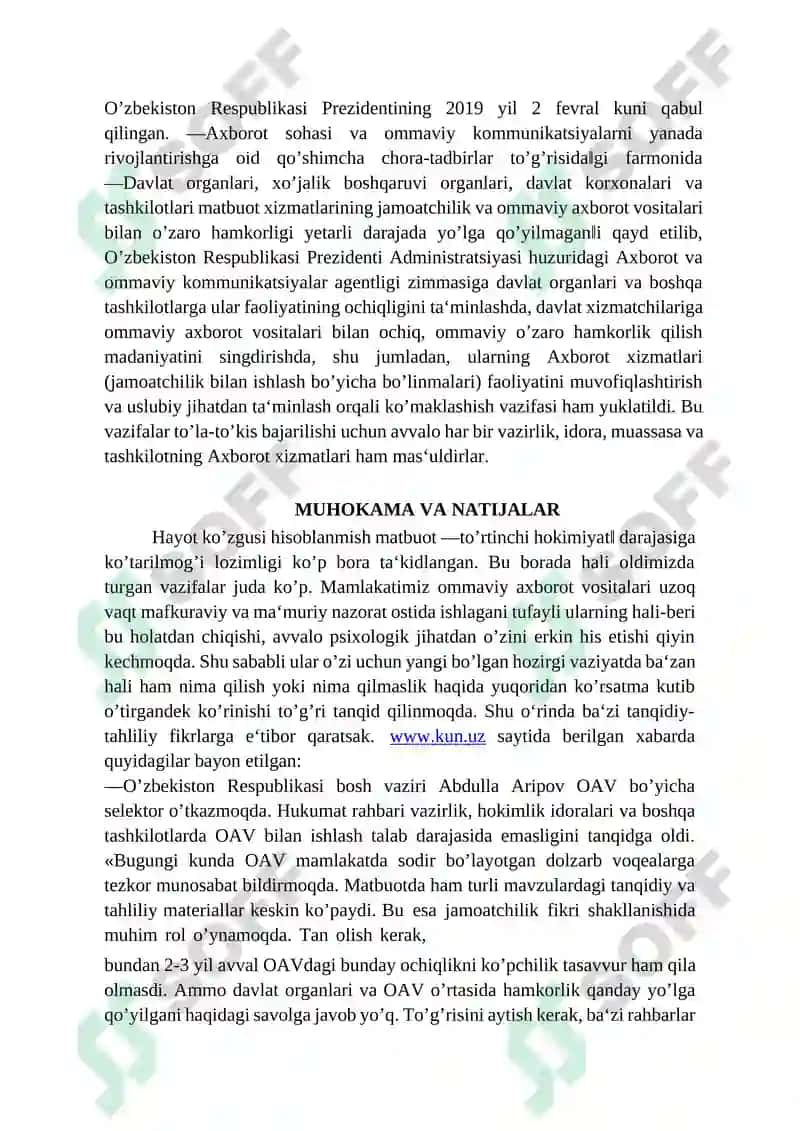 Ommaviy axborot vositalari faoliyati(O‘zgarish va muammolar) 3