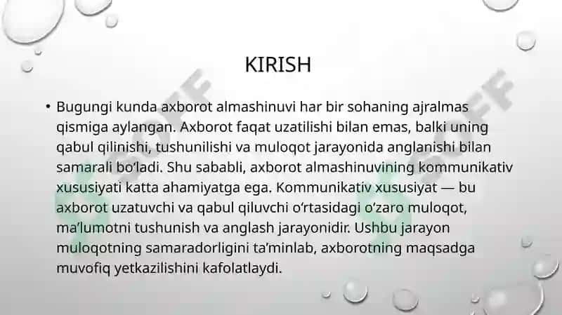 Axborot almashinuvining komunikativ xususiyati 3