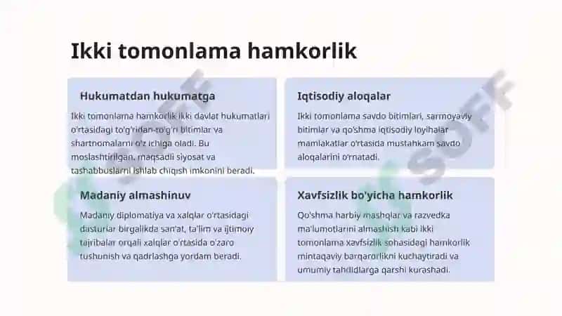 Xalqaro hamkorlikning shakllari va yunalishlari 3