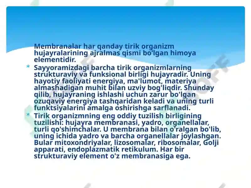 Biologik membranalardagi fizik jarayonlar 3