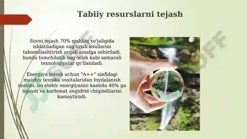 Tabiiy resurslarni tejash 3
