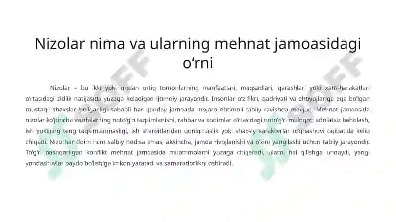 Mehnat jamoasidagi nizolar: kelib chiqish sabablari va hal qilish usullari 3