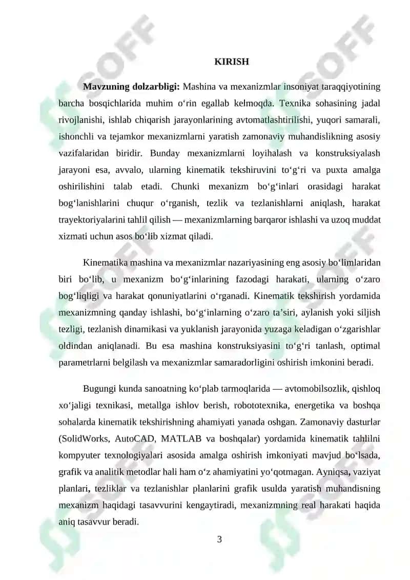 MEXANIZMLARNING KINEMATIK TEKSHIRISH MASALALARI VA METODLARI, MEXANIZMLARNING TURLI VAZIYAT PLANLARI 3