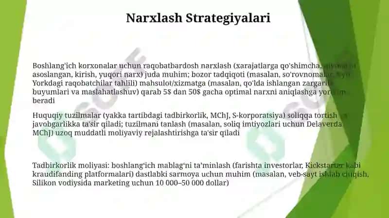 Tadbirkorlik va shaxsiy biznesni tashkil etish 3