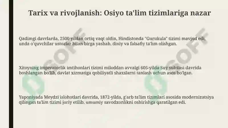 Osiyo ta'lim tizimlarining asosiy xususiyatlari 3