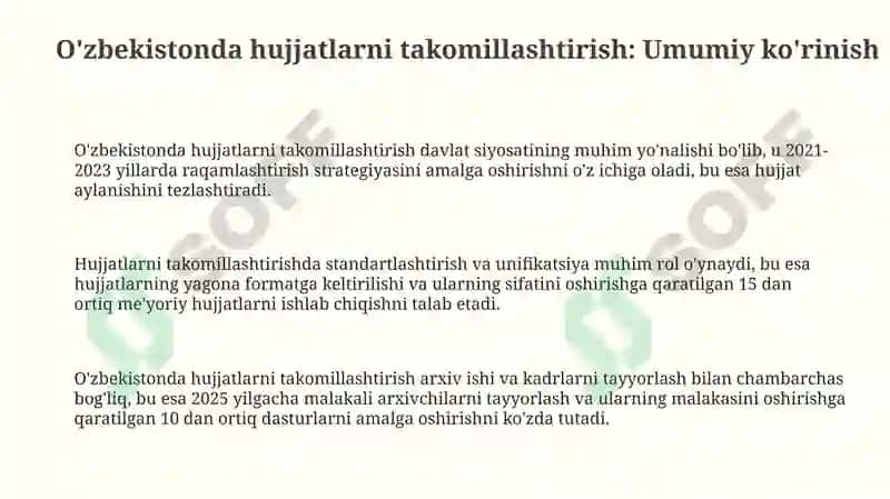 O‘ZBEKISTON RESPUBLIKASIDA HUJJATCHILIKNING TAKOMILLASHUVI. SHARQHUJJATCHILIGI 3