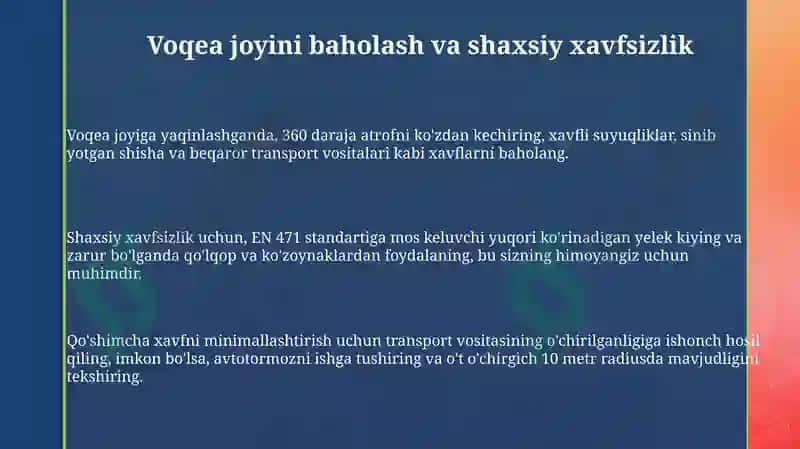 Travmalar avtohalokatdagi jabirlanuvchini evakuatsiya qilish 3