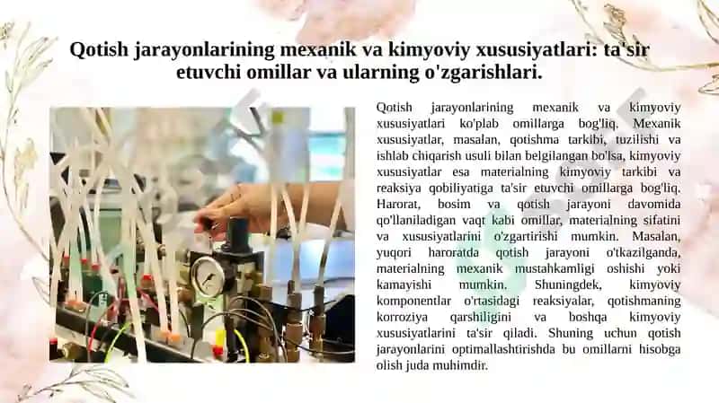 Bog‘lovchi materiallarining qotish jarayonlarini normal vayu va yuqori temperaturasharoitlari da tezlashtirish usullari 3