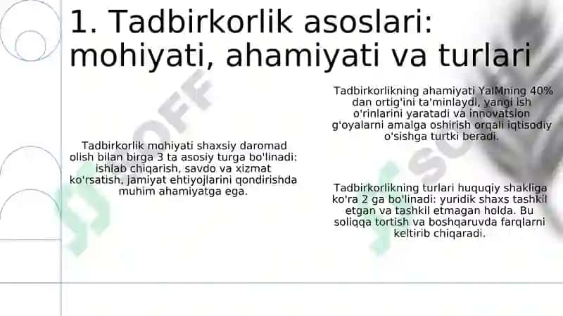 Tadbirkorlik asoslari fanining predmeti va o'rganish usullari 3
