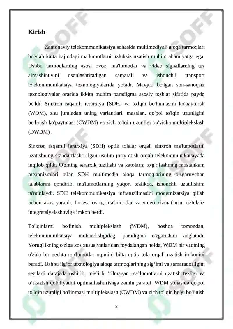 MULTIMEDIA ALOQA TARMOG‘INING TRANSPORT TELEKOMMUNIKATSIYA TEXNOLOGIYALARI 3