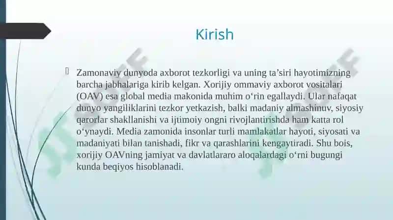 Xorijiy Ommaviy Axborot Vositalari 3