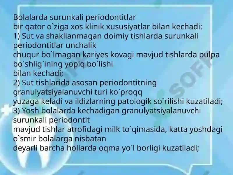 Yosh bolalarda surunkali periodontitlar 3