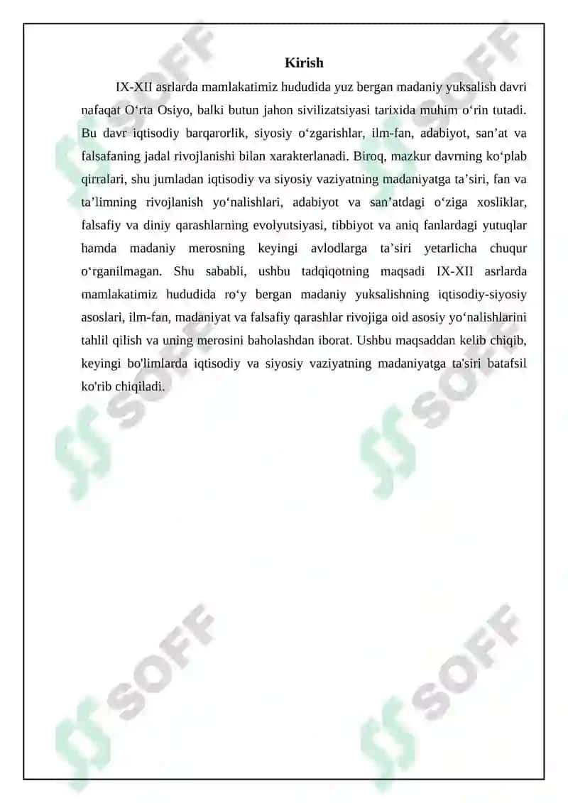 IX-XII asrlarda manlakatimiz hududida ro’y bergan Madaniy uyg’onish 3