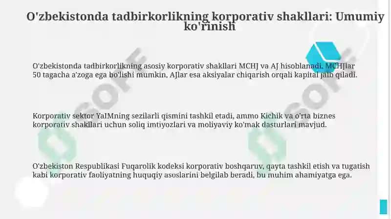 O'zbekistonda tadbirkorlik faoliyatining korporativ shakllari 3