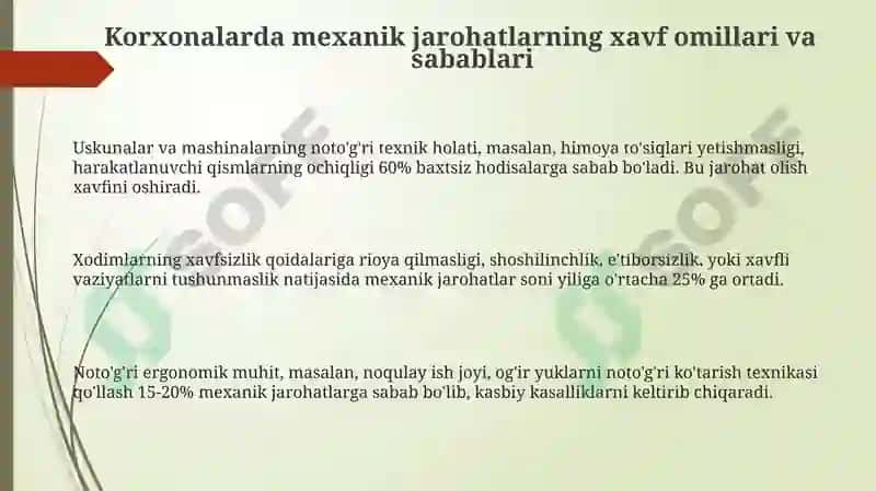 Korxonalarda mexanik jarohatlar 3