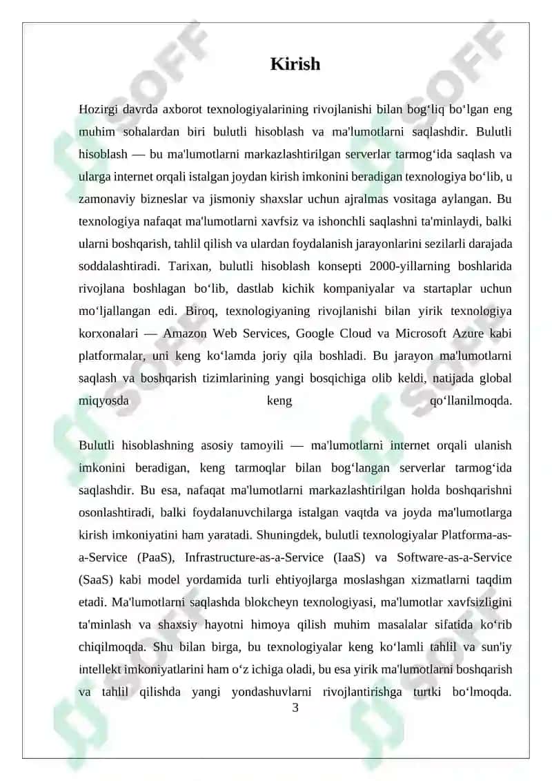 Bulutli hisoblash va ma'lumotlarni saqlash 3