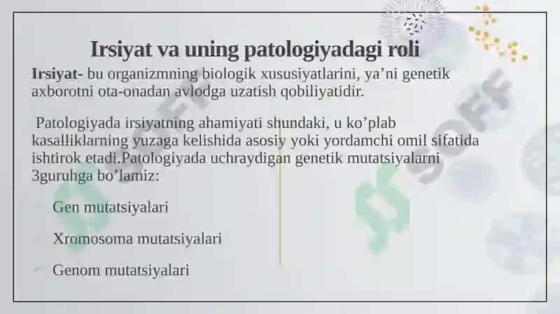 Patologik jarayonlar rivojlanishida ichki omillar ahamiyati 3