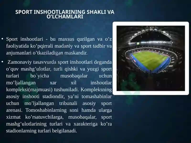 Sportinshootlarinazariyasi, Sportmaydonlarining shakl va o‘lchamlari 3