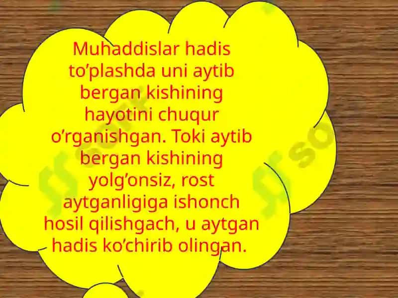 Hadisilmining paydo boʻlishi muhaddislarning imom ismoil al-buxoriy Imom ismoil At-Termiziy va boshqalar hadis ilmi rivojiga qoʻshilgan xissasi 3