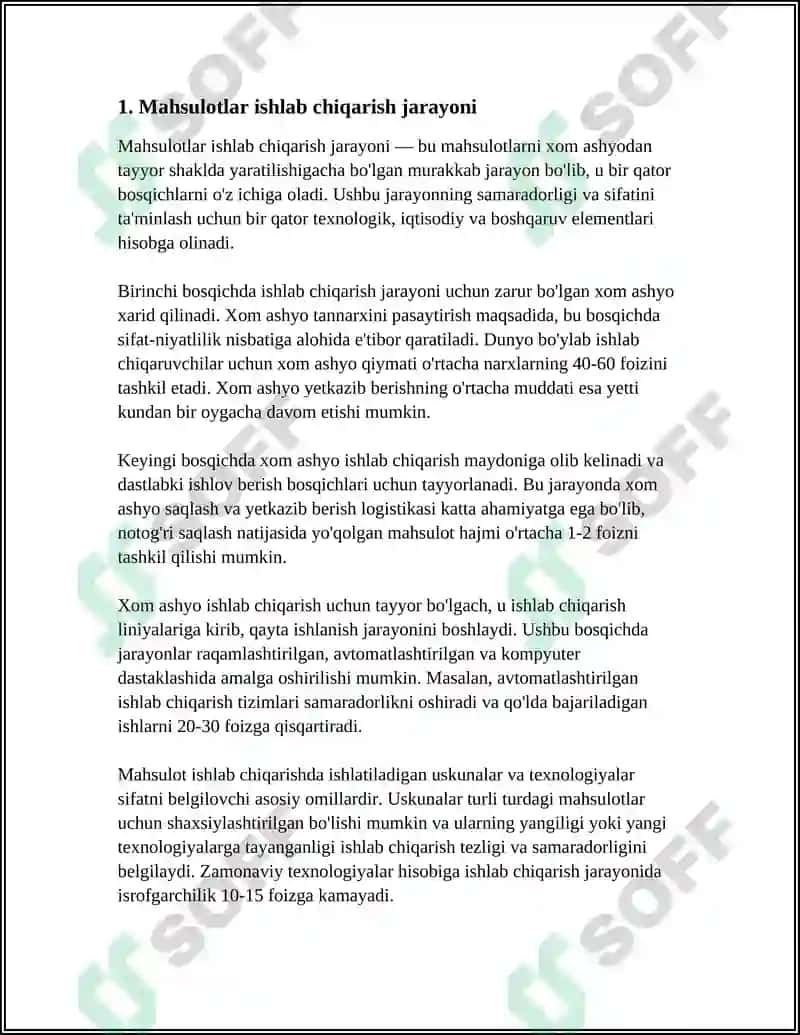 UN MAHSULOTLARI ISHLAB CHIQARISH 3