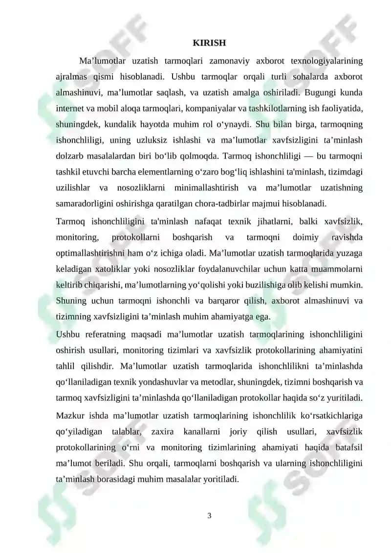 Ma’lumotlar uzatish tarmoqlari 3