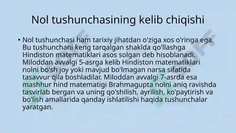Natural sonlar va no'l tushunchasining vujudga kelishi tarixini o'rganish 3