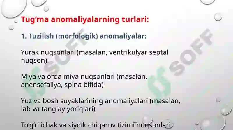Tug’ma Anomaliyalar. Chala tug’ilganlardagi buzilishlar 3