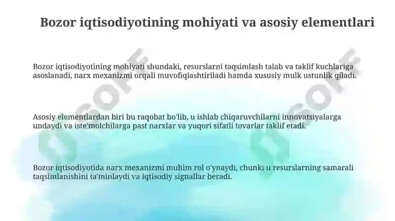 Bozor iqtisodiyotining mazmuni va amaliy qilishi 3