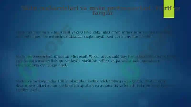 Matn muharrirlari va word matn prosseri 3