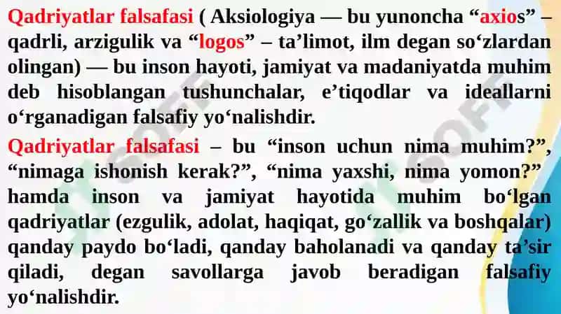 Qadriyatlar Falsafasi (Aksiologiya) 3