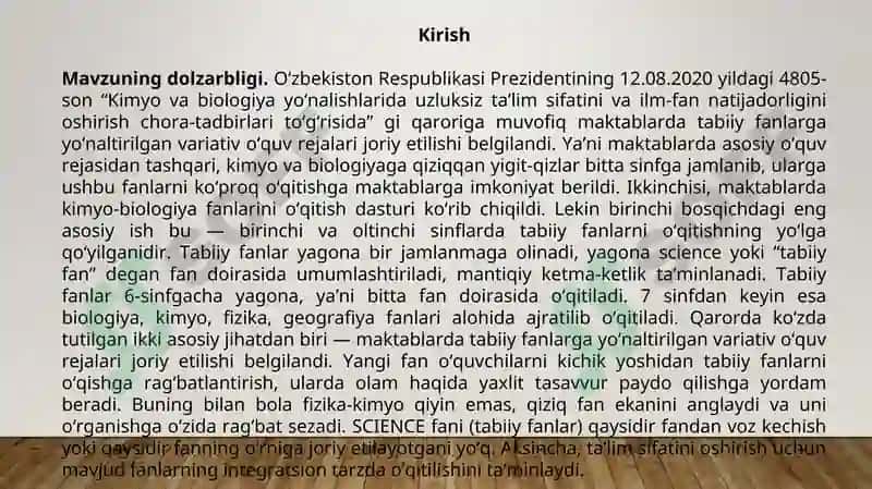 Tabiiy fanlarni o'qitishda hamkorlikda o'qitish texnologiyasining komandada o'qitish metodidan foydalanish. 3