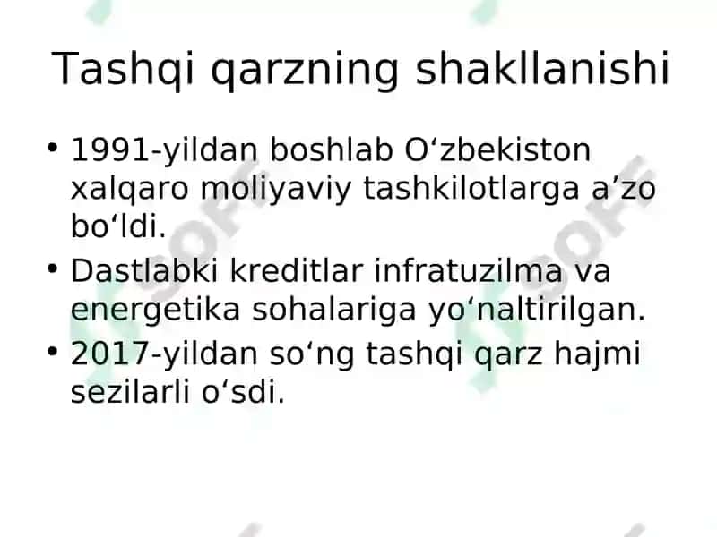 Oʻzbekiston Respublikasining tashqi qarzi: tahlil va boshqarish 3