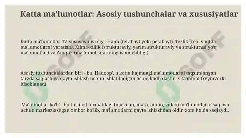Katta ma'lumotlarni qayta ishlash texnologiyalari 3